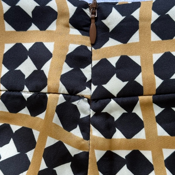 ZARA Printed Wide Leg Pants Geometric Camel & Black Side Zip Size M Boho - Picture 10 of 14